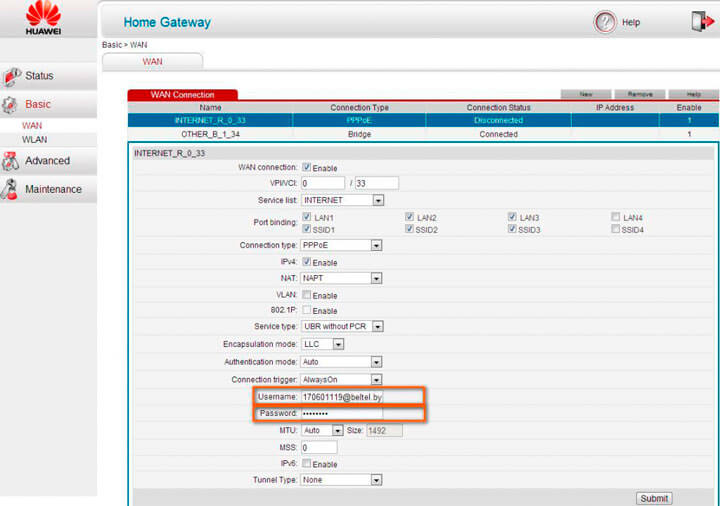 propisyvaem login i parol na internet na modeme huawei hg532e byfly