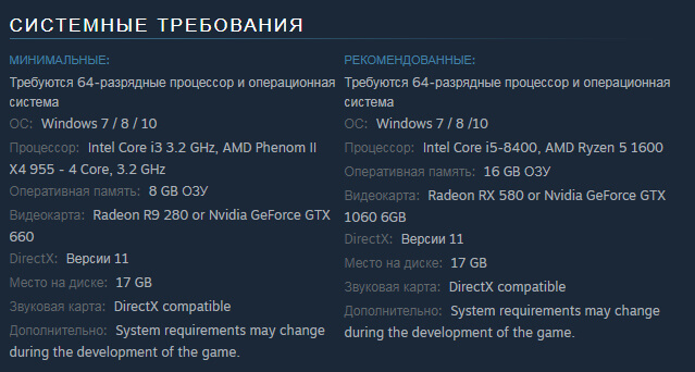 Системные требования Agony