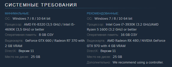 Официальные системные требования Darksiders 3 из Steam