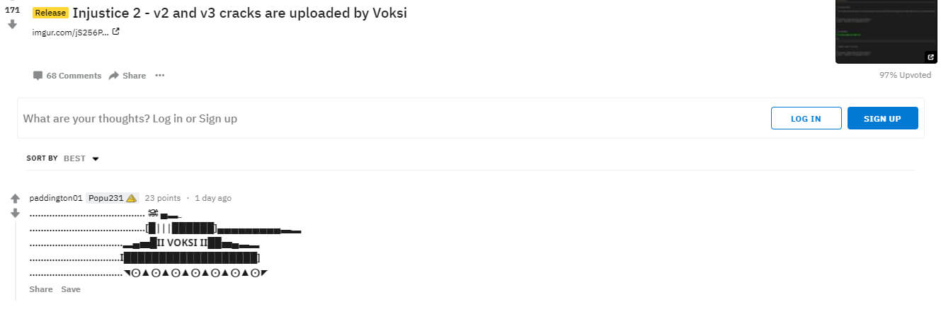 Injustice 2 - v2 and v3 cracks are uploaded by Voksi