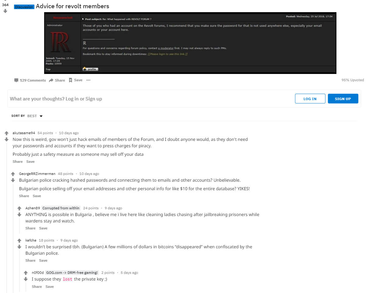 Revolt рекомендуют сменить пароли участникам своего форума