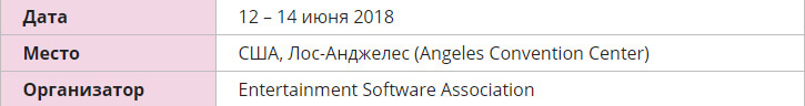 Дата проведения E3 2018