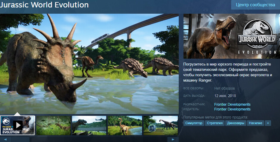 Страница в Steam