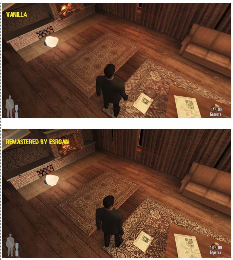 Max Payne Remastered ESRGAN сравнение