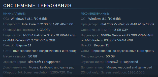 NieR Automata системные требования