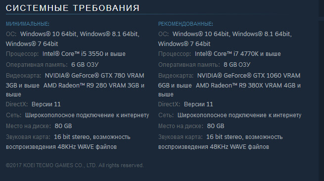 Nioh Complete Edition системные требования