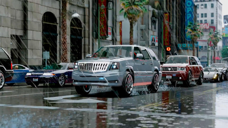 Отражения и дождь в GTA 5 Redux