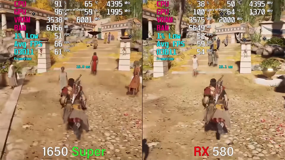 GTX 1650 Super vs. RX 580 test v 9 igrah