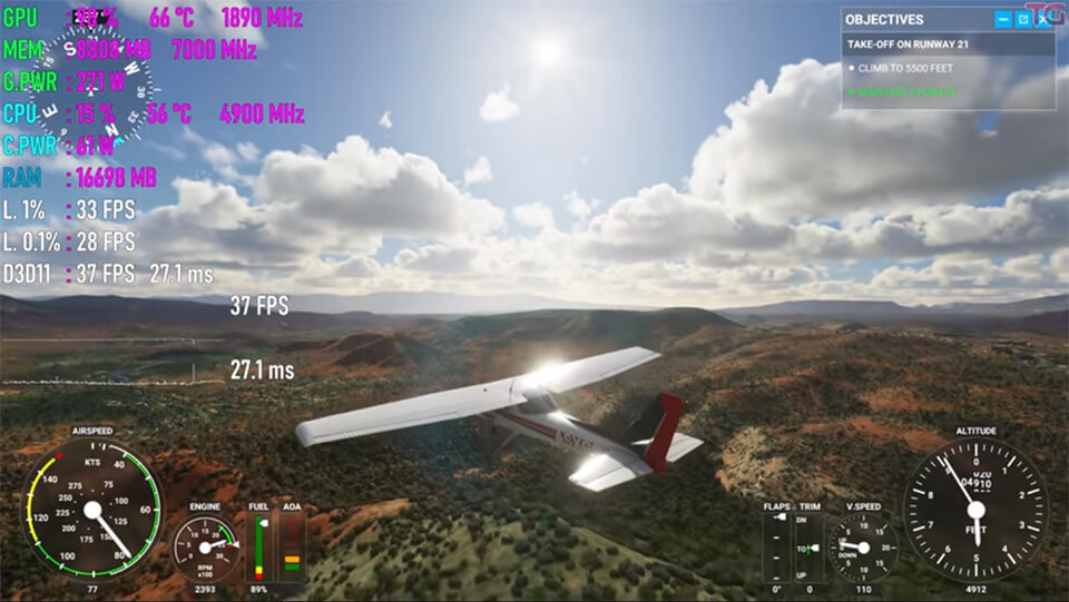 Microsoft Flight Simulator na slabom PK