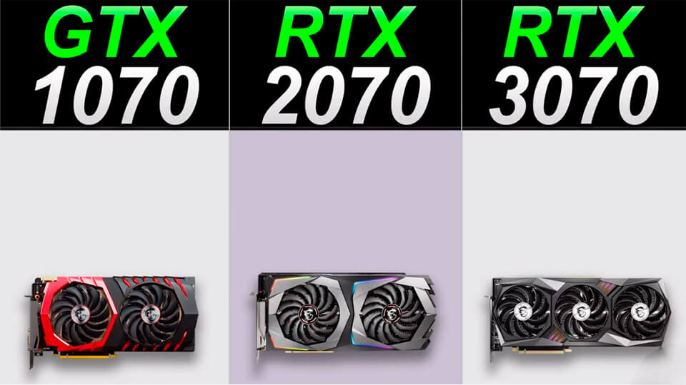 GTX 1070 protiv RTX 2070 protiv RTX 3070 v 2021 godu