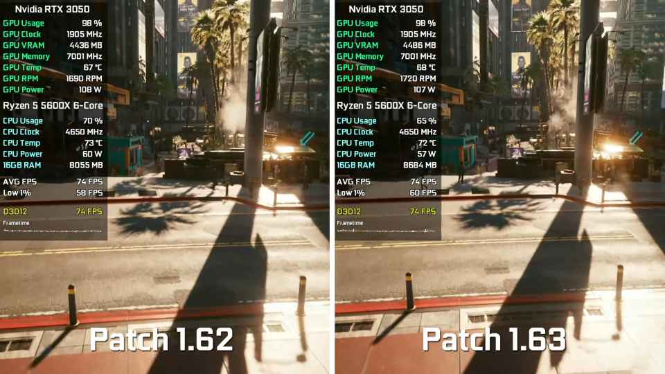 Cyberpunk 2077 sravnenie versii 1.62 protiv 1.63