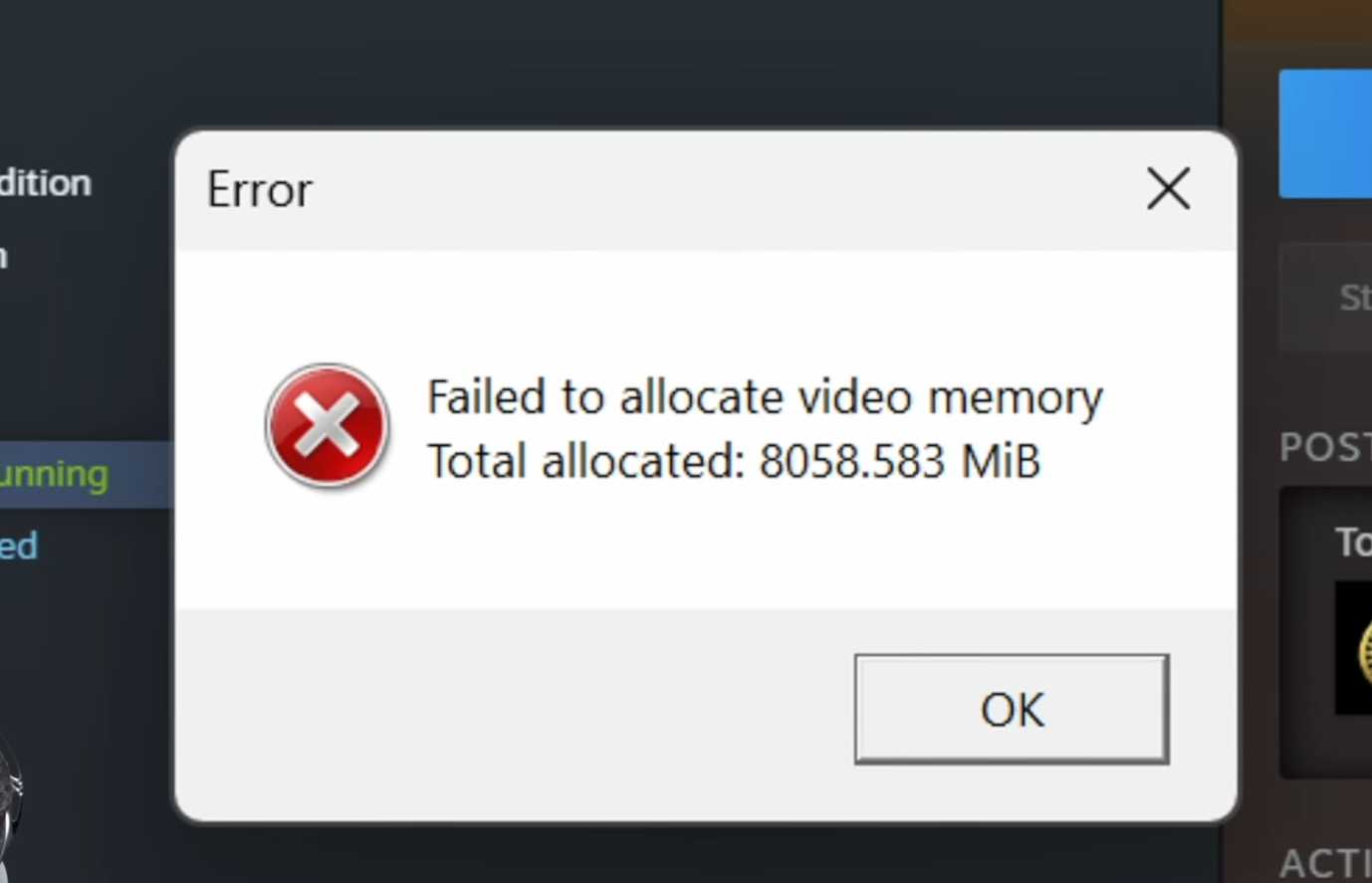 Indiana Jones and the Great Circle 8 Gb videomemory error