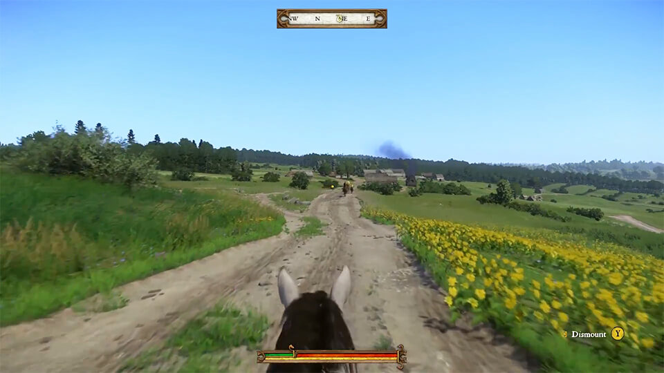 Kingdom Come Deliverance через луга к поселению